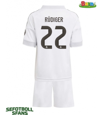 Real Madrid Antonio Rudiger #22 Hemmaställ Barn 2025-26 Kortärmad (+ Korta byxor)